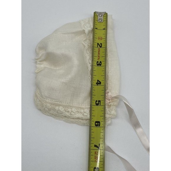 Vintage Infant White Pink Handmade Bonnet Christening Baptism - Picture 2 of 6